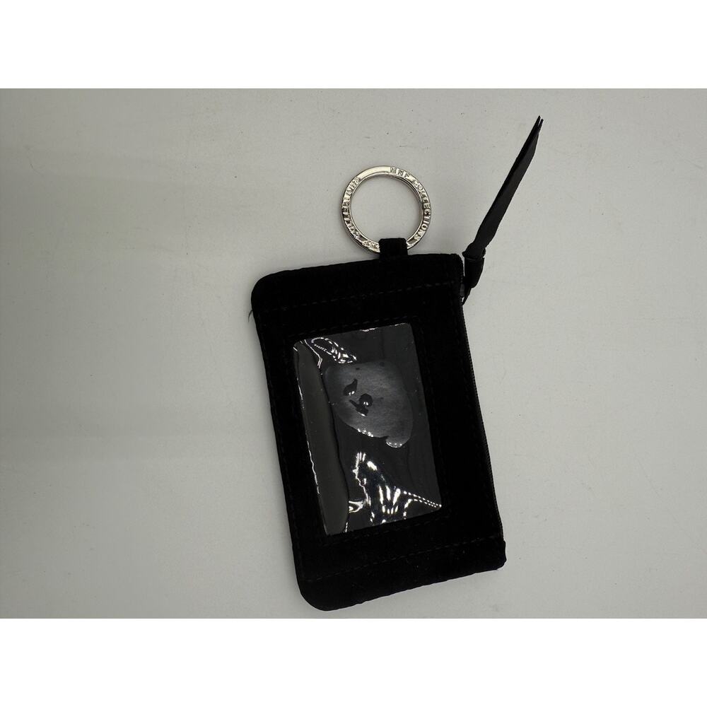 MNF Collections Black Suede Zip Card Holder ID Wallet Keyring Pouch NWOT